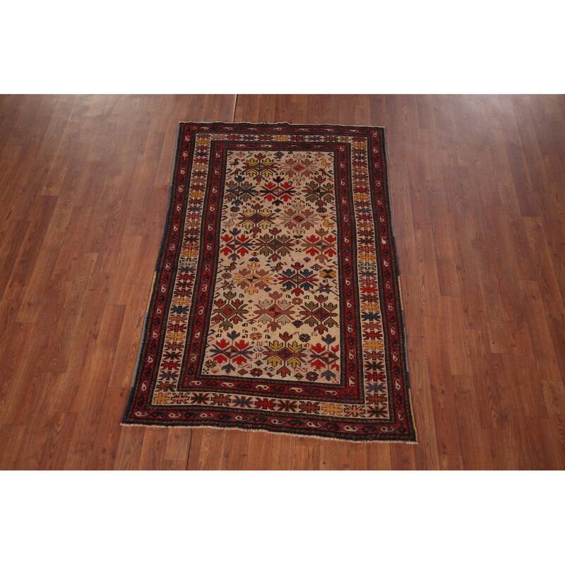 Kazak Vegetable Dye Foyer Rug Hand-Knotted Wool Carpet - 3'5"x 5'3"