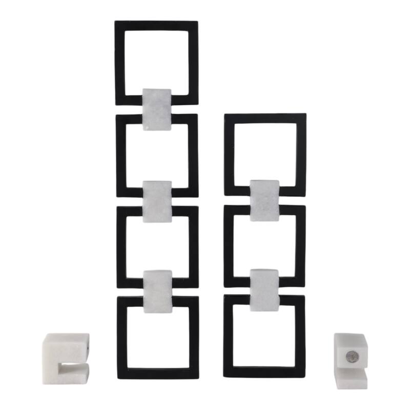 Resin Wall Hangings Geometric Square Design (Set of 2) - 32/24" Black
