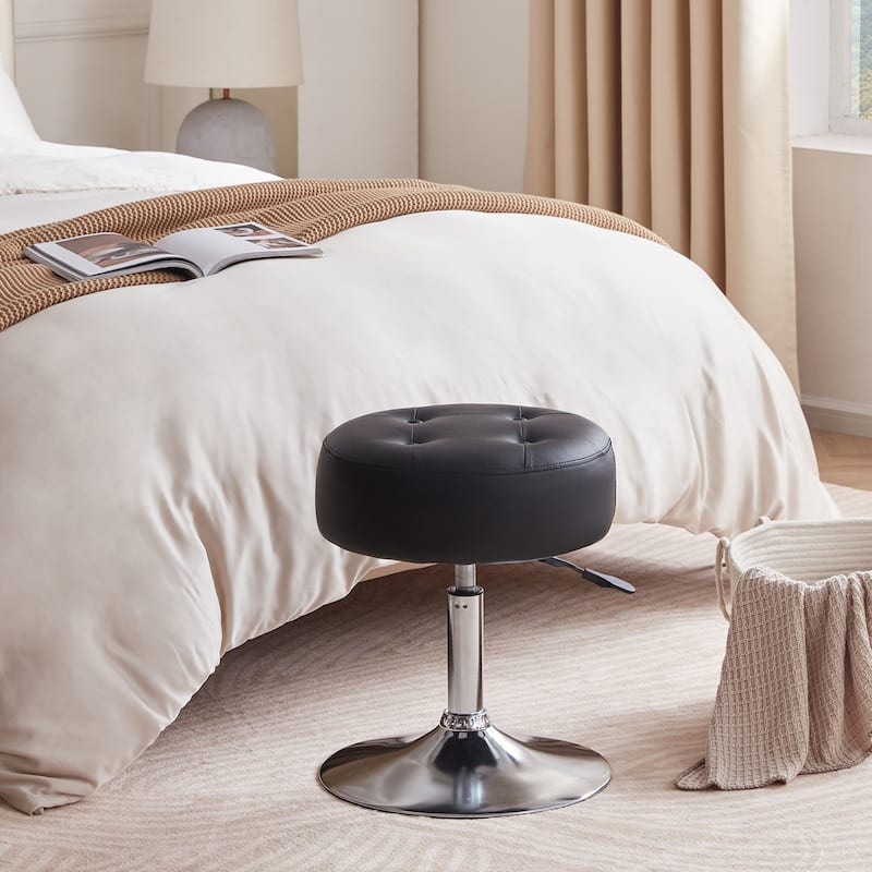 Adjustable Height Round Ottoman Swivel Vanity Stool