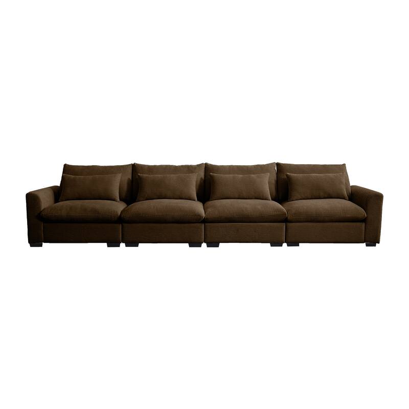GDFStudio - Finnegan 4‑Seater Corduroy Sofa with 4 Waist Pillows