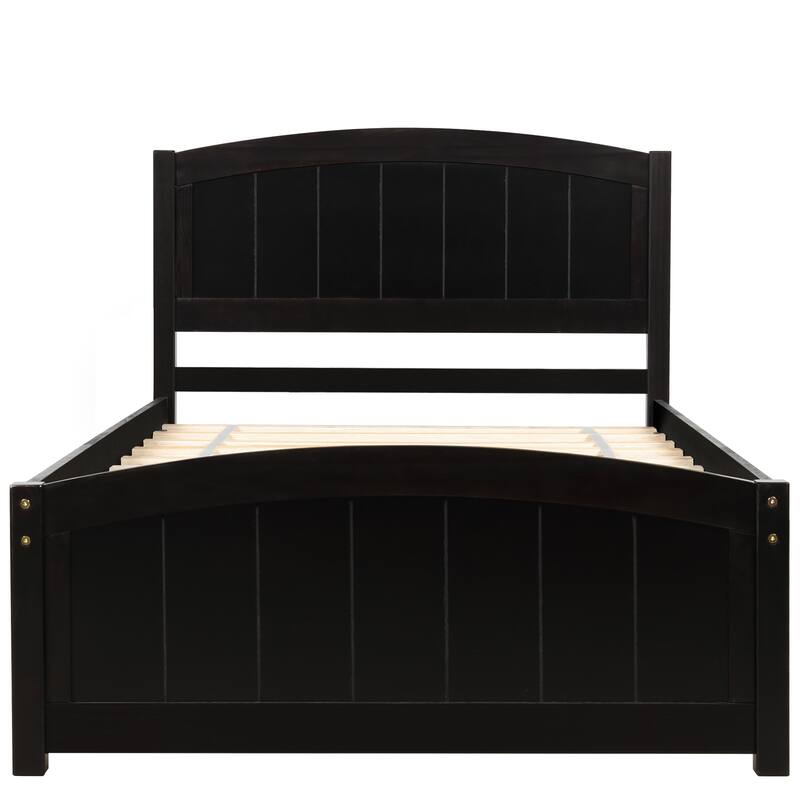 Contemporary Style Wood Platform Bed with Headboard,Footboard and Wood ...