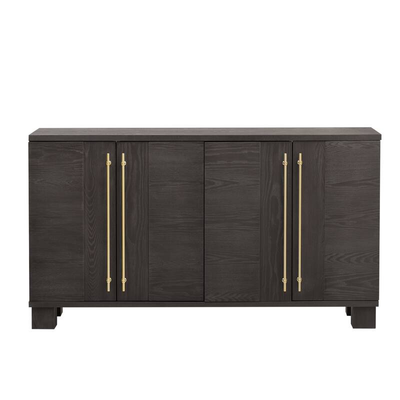 Traditional Minimalist Sideboard Storage Cabinet Buffet Cabinet with Adjustable Shelves and Gold Handles for Living Room