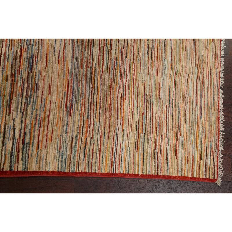 Vegetable Dye Striped Gabbeh Kashkoli Wool Area Rug Handmade Carpet - 3'3" x 4'10"
