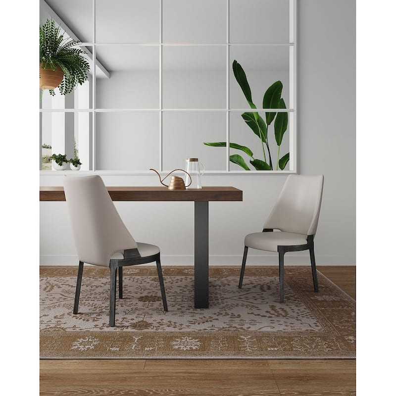 Manhattan Comfort Kara Modern Velvet Upholstered Dining Chair Set - Light Grey - Single