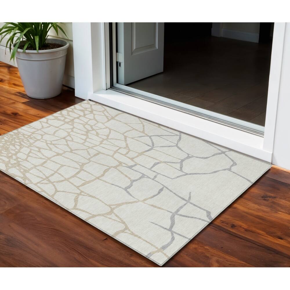 HomeRoots Abstract Transitional Rectangle Outdoor Rug
