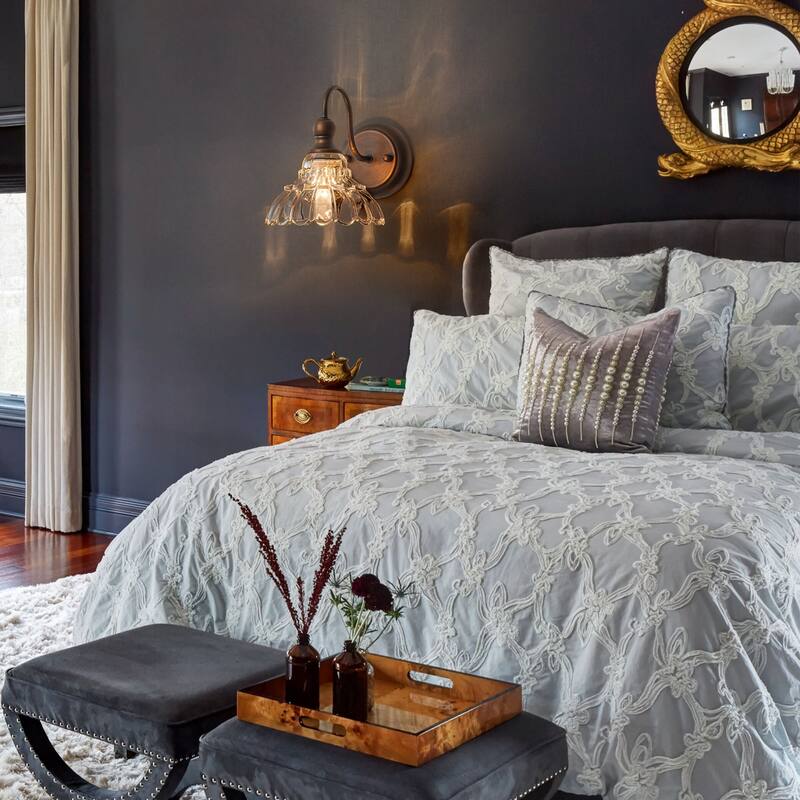 1-Light Vintage Wall Sconce with Clear Trumpet Glass Shades