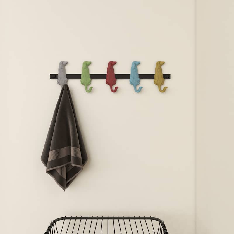 Brown Wood Hockey Stick 6 Hangers Wall Hook - 19 x 1 x 5