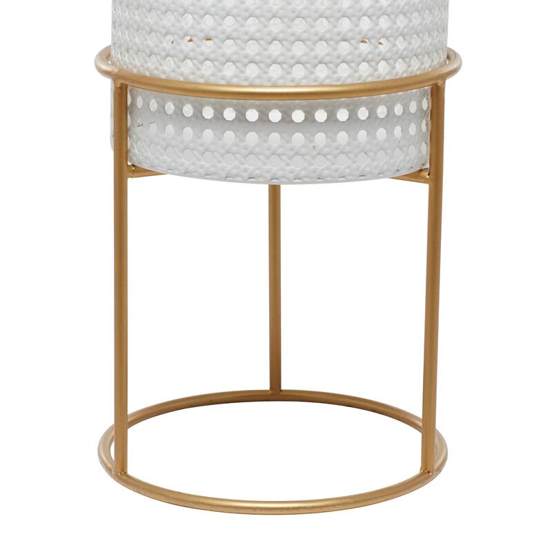 White Black or Gold Basket Style Glam Modern Planter Stands (Set of 3) - S/3 23", 19", 15"H