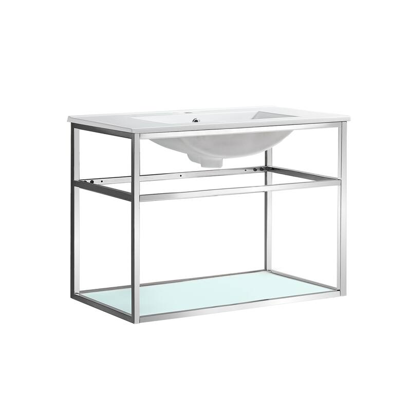 Pierre 30 Single, Open Shelf, Metal Frame Bathroom Vanity