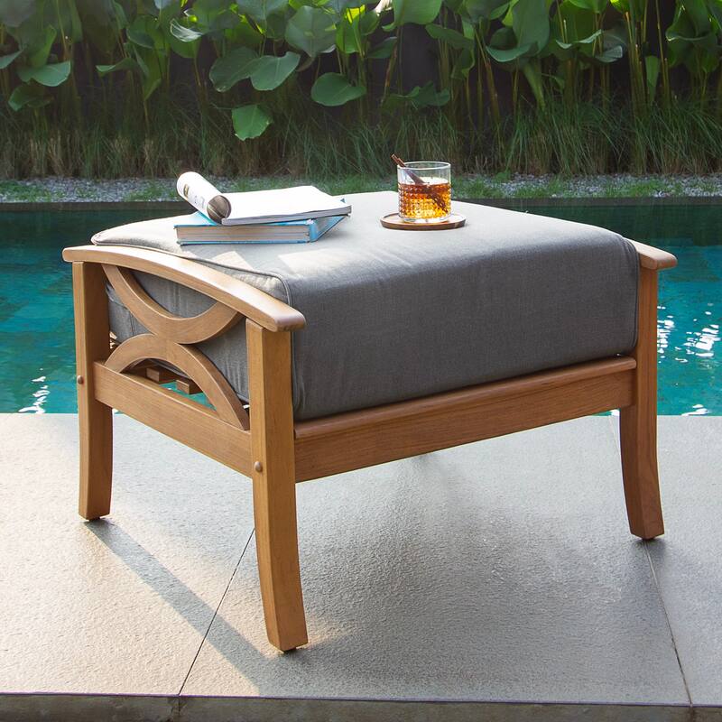 Cambridge Casual Lowell Teak Patio Club Chair with Ottoman