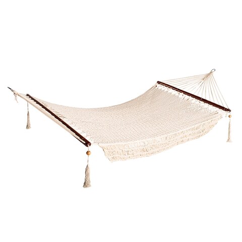 Bliss Hammocks 48" Wide Island Rope Hammock w/ Spreader Bars, S Hooks, & Chains Outdoor, Poolside, Patio, Backyard Hammock