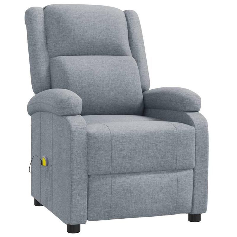 Keo Manual Reclining Massage Chair, Padded Arms, Light Gray Fabric