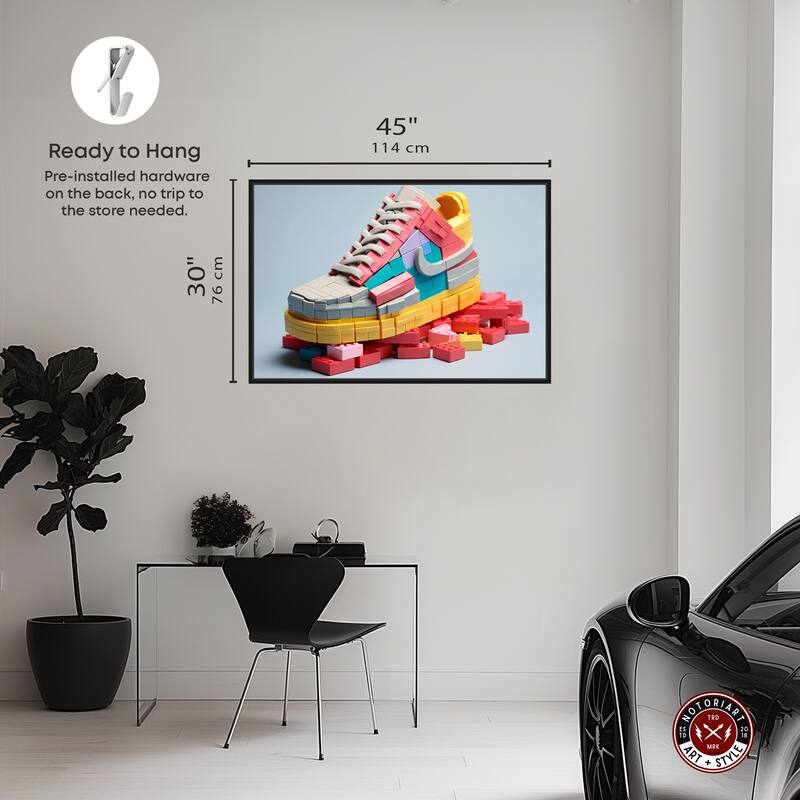 Notoriart Toy Sneaker Pastel Framed Sneaker 1 Piece Canvas Wall Art