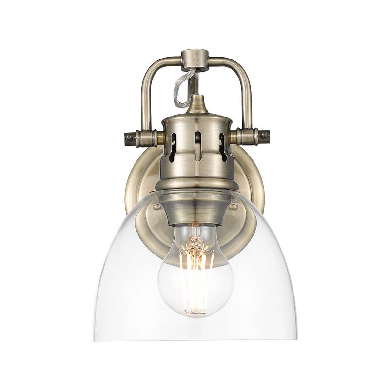 Yep by Golden Lighting Duncan 1-light Vanity in Aged Brass and Clear Glass