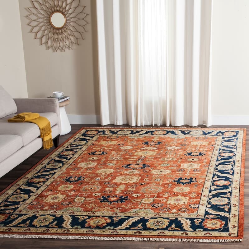 SAFAVIEH Couture Handmade Heriz Bertraut Traditional Oriental Wool Rug - 8' x 10' - Rust/Navy