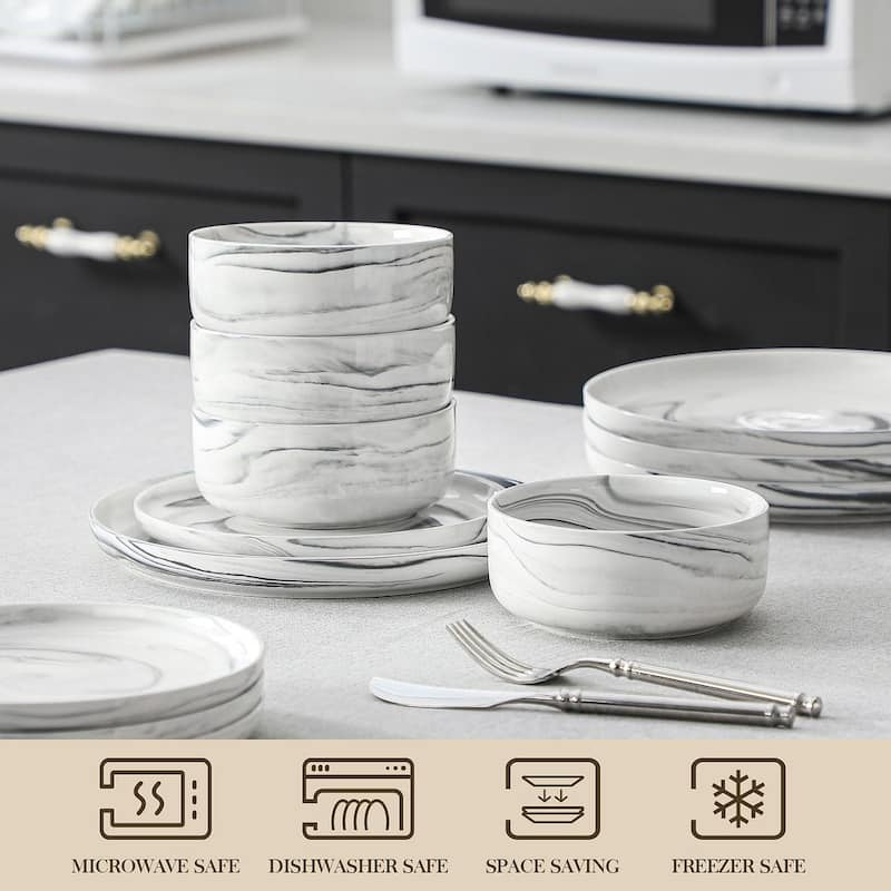 MALACASA LUNA 12-piece Porcelain Dinnerware Set (Service for 4)