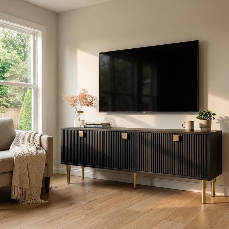 Meble Furniture Dorset 01 70.9" TV Stand for TVs up to 80", Matte Finish Media Console with 3 Shelves
