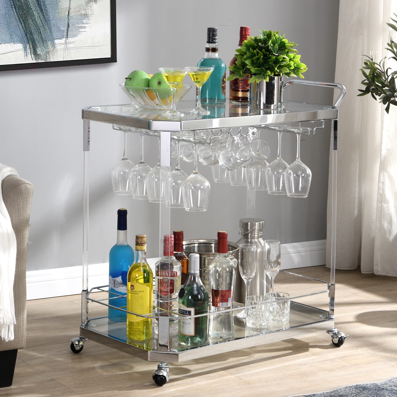 Metal Bar Cart Silver Bar Carts for the Home - Bed Bath & Beyond - 36148263