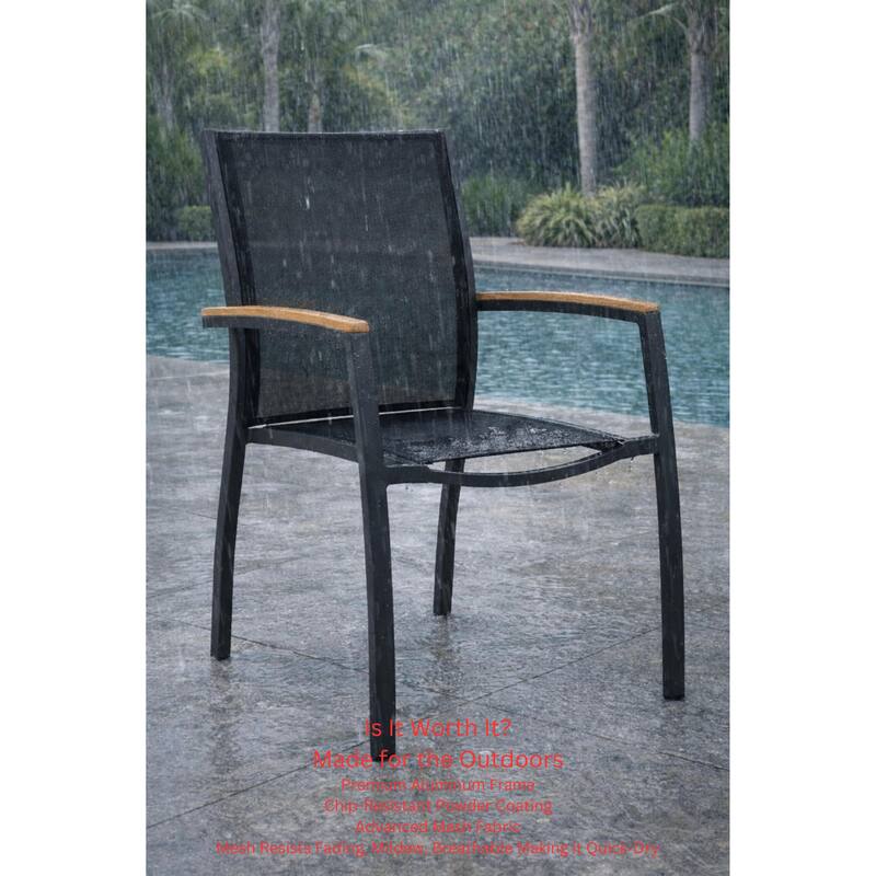 Luna Dark Grey 9-Piece Aluminum Outdoor Dining Set with Sling Set in Black - N/A