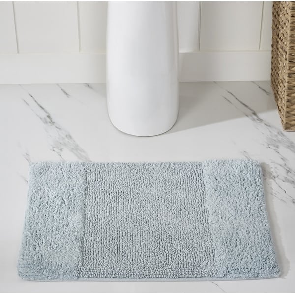 slide 1 of 2, Better Trends Bath Rug 100% Cotton Water Absorbent Tufted Bathroom Rugs for Shower, Sink Mats Machine Wash Granada Collection 17" x 24" Rectangle - Blue