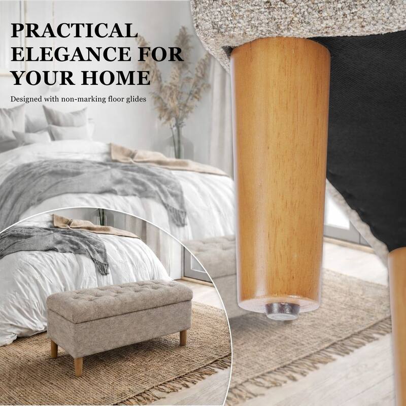 HomePop Button Tufted Top Storage Bench with Wood Legs