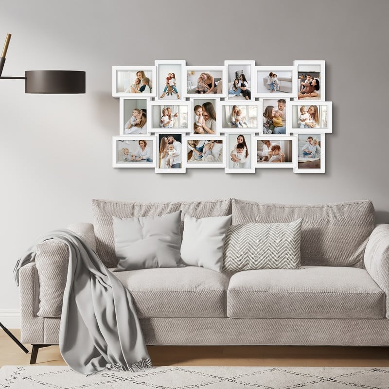 HELLO LAURA 18 Opening 4x6 Large Collage Picture Frame for Wall Decor - White 2