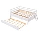 preview thumbnail 5 of 7, White Solid Pine Wood Low Loft Bed Full Size with Safety Fence and Trundle