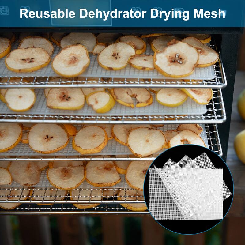5 Pcs 11.2 x 7.9" Silicone Dehydrator Sheets Fruit Dryer Mesh Mat, White