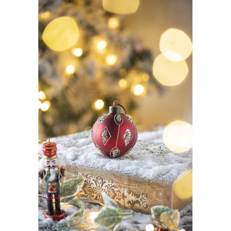 D3" Christmas Ball Ornaments, Glass Decorative Hanging Ball Christmas Tree Ornaments for Holiday, Set of 12