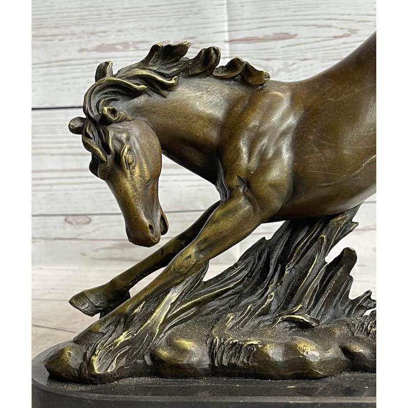 Signed Original Artwork By Imitative Fisher Wild Imitative Horse Bronze Sculpture Figurine Statue Decor