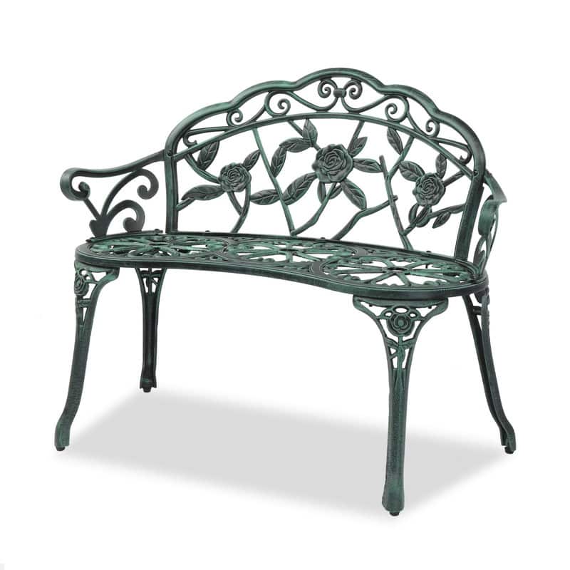 Patio 38.5 in. Cast Aluminum Park Bench - Aeruginous