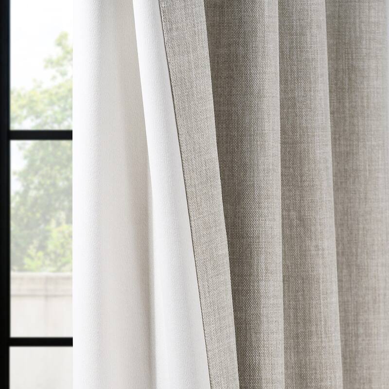 Exclusive Fabrics Grommet Textured Faux Linen Room Darkening Curtains for Bedroom & Living Room Curtains (1 Panel)