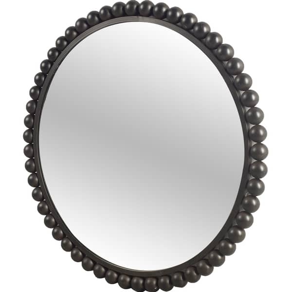 slide 2 of 4, Mercana Orbit Black Metal Beaded Frame Round Mirror - 43" x 43" - 42.9L x 2.4W x 43.0H