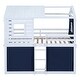 preview thumbnail 11 of 17, Blue Twin Size Solid Wood House Bunk Bed with Tent & Ladder