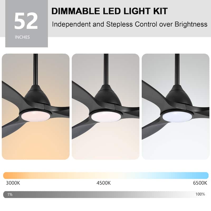 MLiAN 52 inch 3 ABS Blades Smart LED Ceiling Fan with Remote