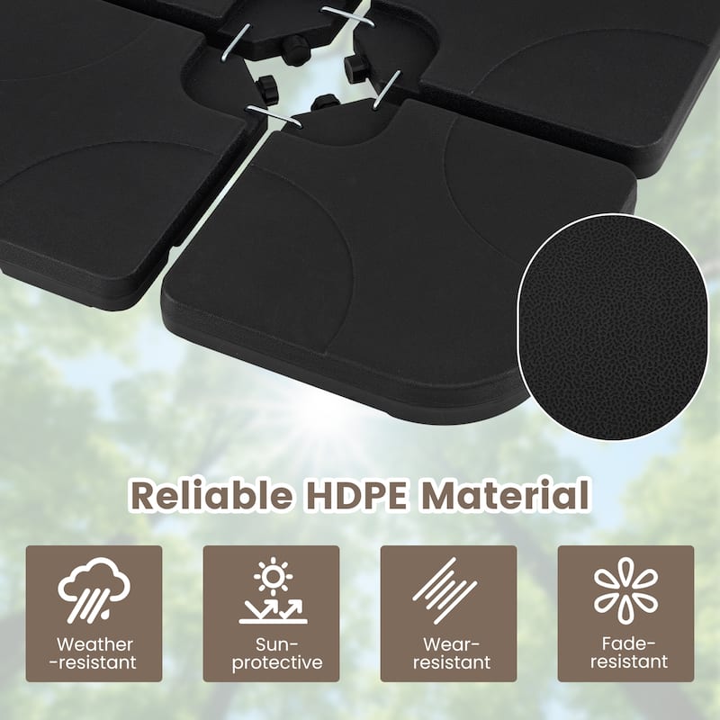 Gymax 4-Piece 164 LBS Water or Sand Filled Square Weight Plate Set