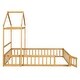 preview thumbnail 9 of 14, Natural Full Size Wooden Floor Bed with Fence Railings and Detachable Headboard, Kids Dress Up Rack, Playhouse Frame