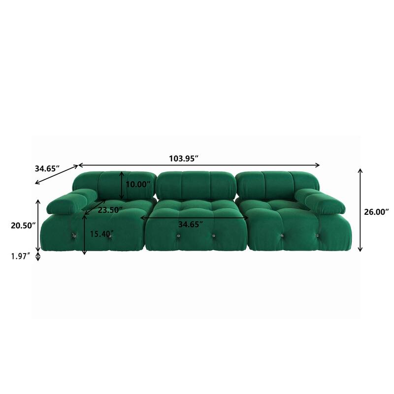 Modern Sectional Sofa Velvet Couch with 3/4 Seats.