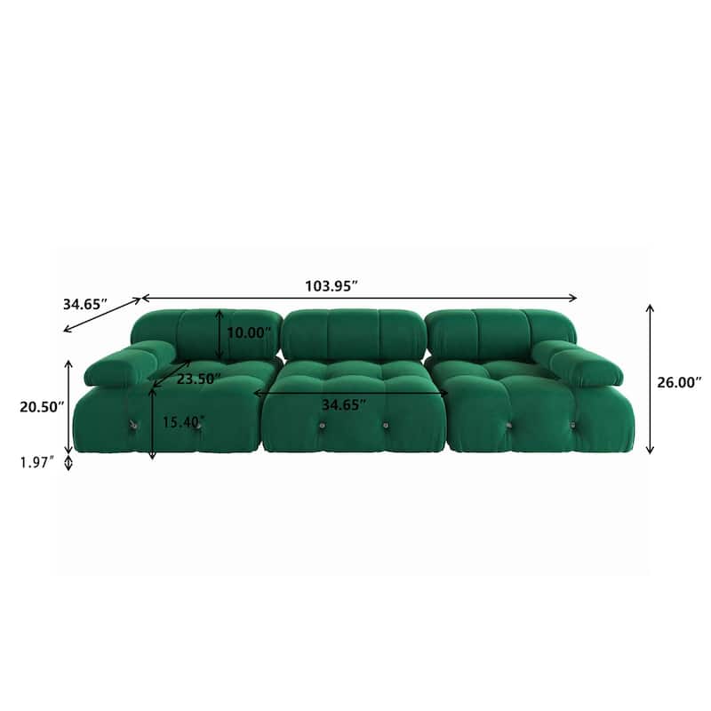 Modern Square Modular 3 Seats Sofa