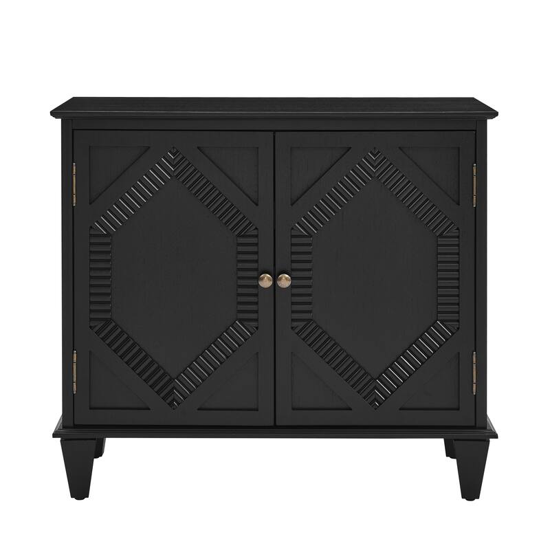 33.6"Wooden Sideboard Buffet Cabinet With Storage, Symmetrical Geometric Accent Display Cabinets, Media Console Credenza