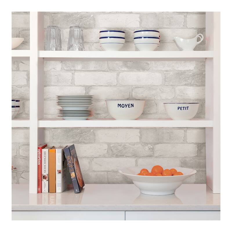 NuWallpaper Loft White Brick Peel & Stick Wallpaper - 216in x 20.5in x 0.025in