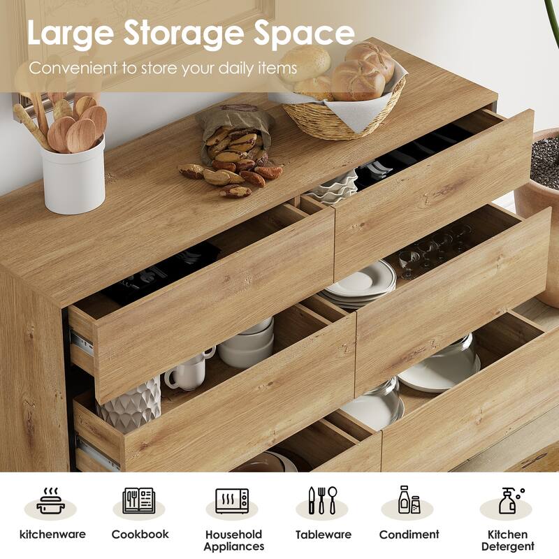 Modern TV Stand for TVs up to 90 inches, 2 in 1 TV Console with 9 Drawers, Media Console for Living Room, Bedroom