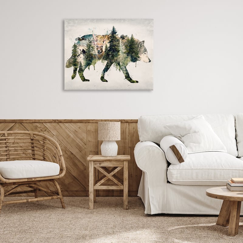 Stupell Woodland Wildlife Wolf Contour Canvas Wall Art Design By Barrett Biggers
