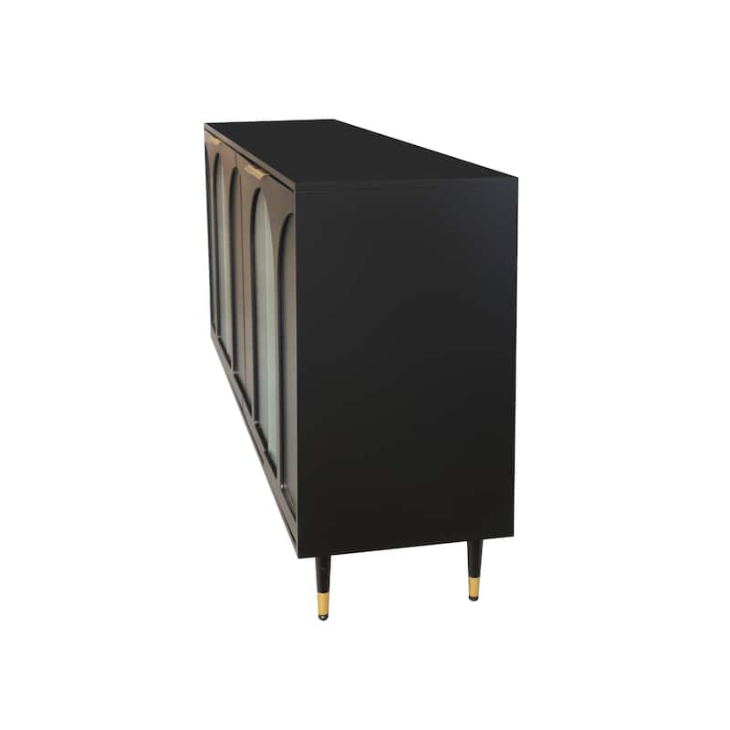 Lacquered Wooden Cabinet with 4 Glass Doors Sideboard Buffet Server Cabinet Storage Cabinet