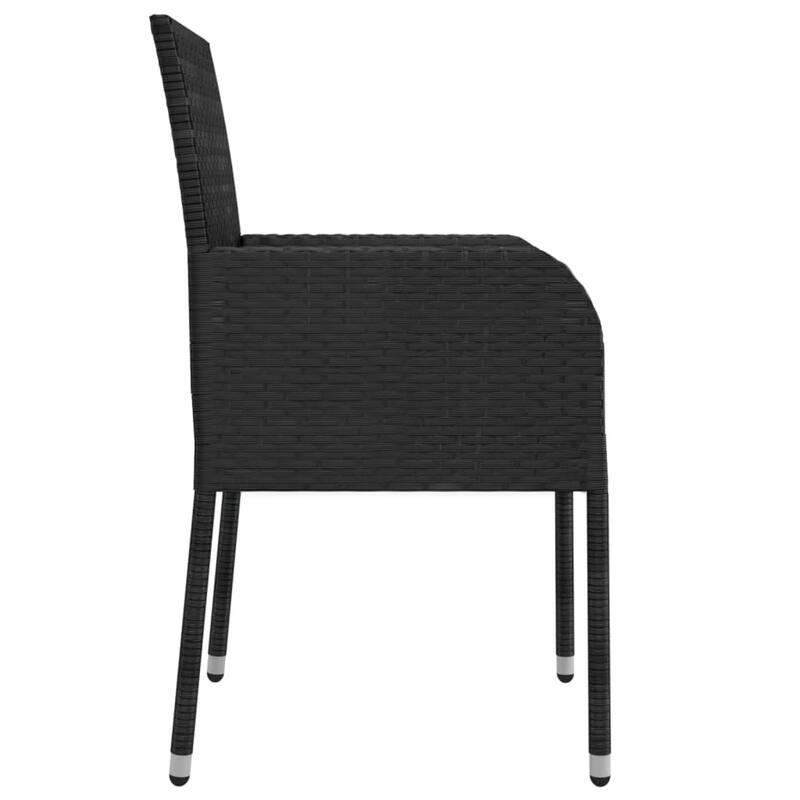 vidaXL Patio Chairs with Cushions 2 pcs Poly Rattan Black