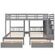 preview thumbnail 40 of 38, Full Over Twin & Twin Bunk Bed wGuardrails Wood Triple Bunk Bed, Low Platform Bed wBedend Drawer Space-saving Symmetrical Bed
