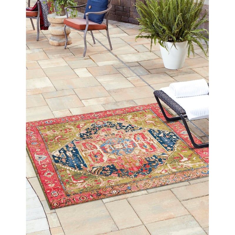 Outdoor Nirie Collection Area Rug - Multi - 5'3" Square