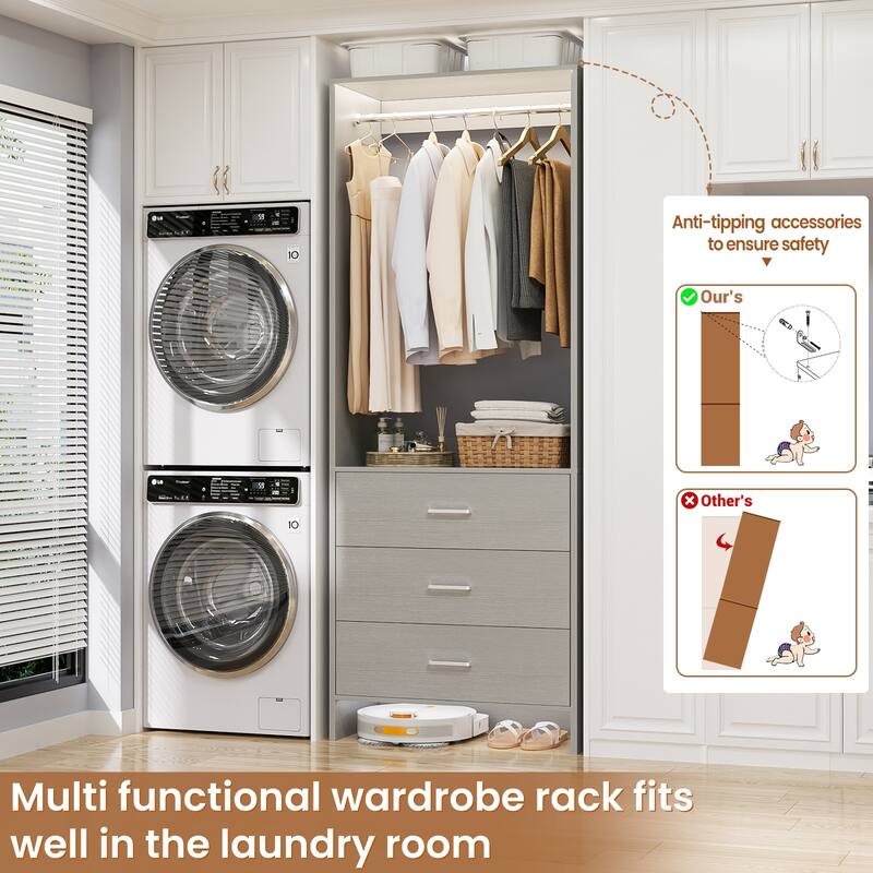 Cimly Freestanding Closet Sytem, Closet Organizer Wardrobe for Walk-in and Reach-in Closet