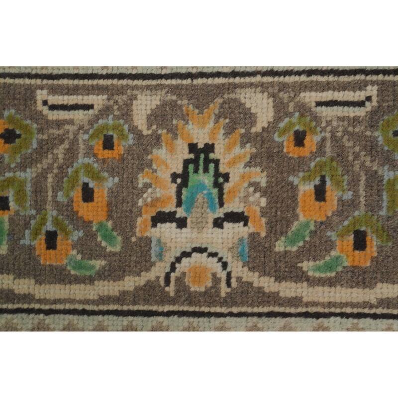 Hand Knotted Oriental 100% Wool Carpet Traditional Floral Green Tabriz Area Rug - 9' 0'' X 6' 3''