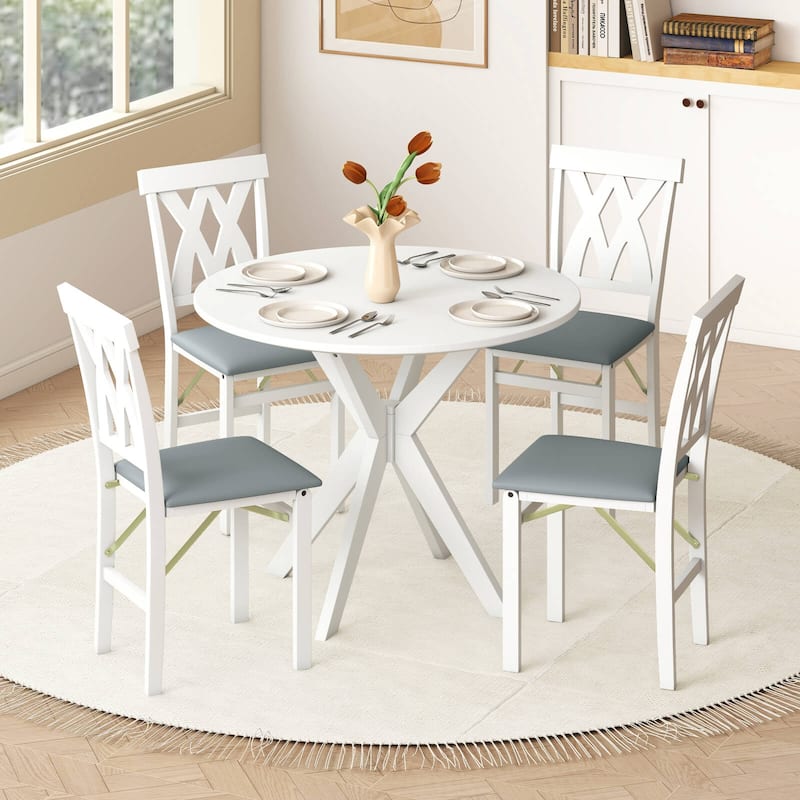 Costway Folding Kitchen Chairs Set of 2/4 with Rubber Wood Frame - See Details